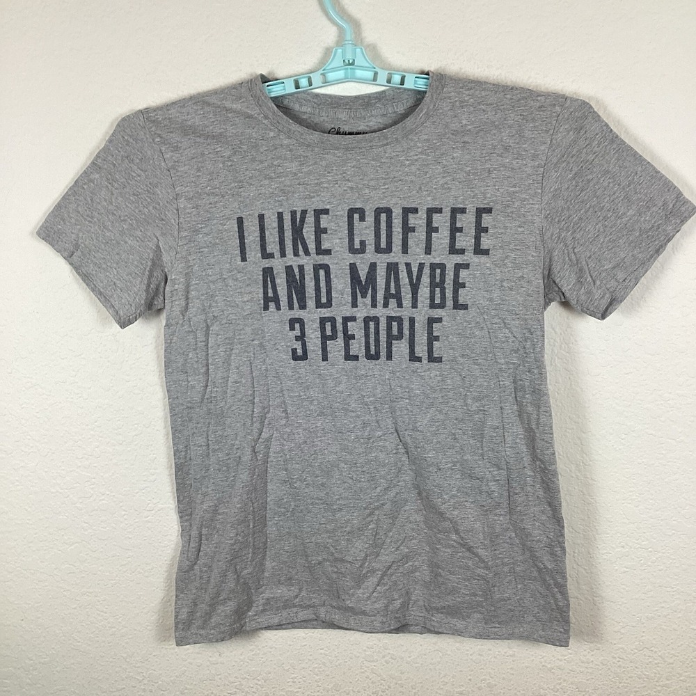 Chummy Tees Mens T Shirt Sz M Short Sleeve Crew Neck Gray Coffee Funny Excellent